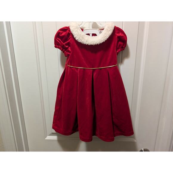 Max Studio Girl's Toddler 3T Holiday Christmas Red Velour Winter Dress Faux Fur - Picture 1 of 6